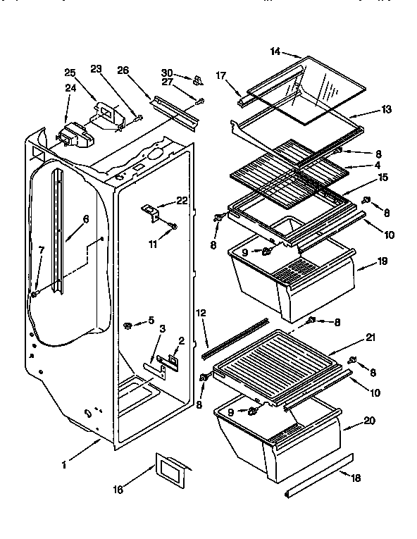 Kenmore 1069450321 refrigerator liner diagram