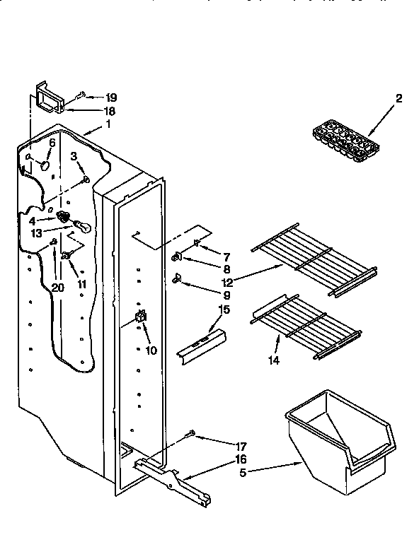 Kenmore 1069450321 freezer liner diagram