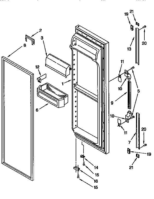 Whirlpool ED27DQXDW00 refrigerator door diagram