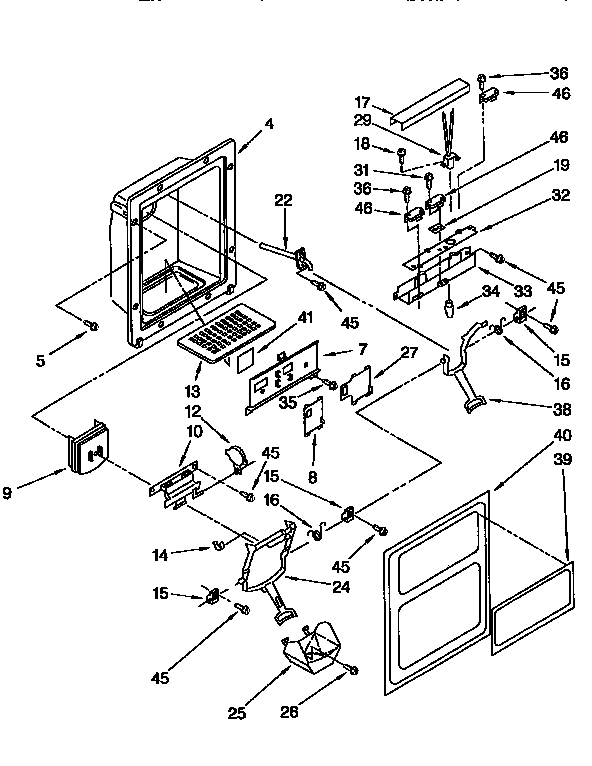 Whirlpool ED27DQXDW00 dispenser front diagram