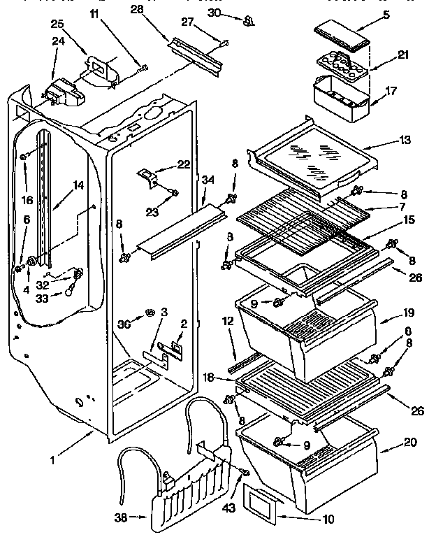 Kenmore 1069555482 refrigerator liner diagram