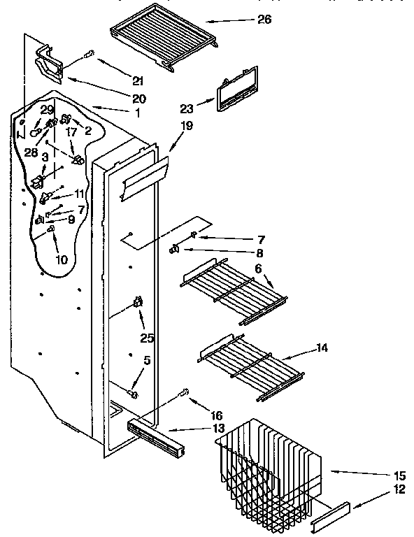 Kenmore 1069555482 freezer liner diagram