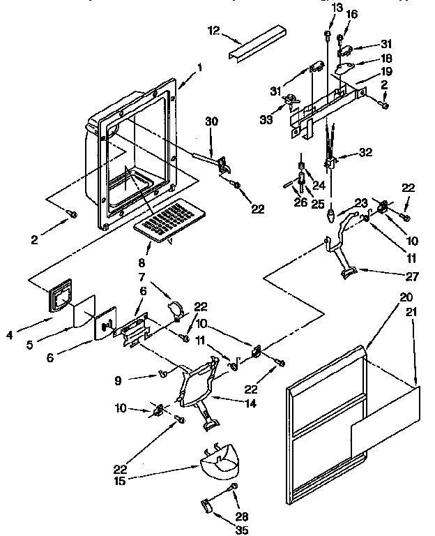 Kenmore 1069555482 dispenser front diagram