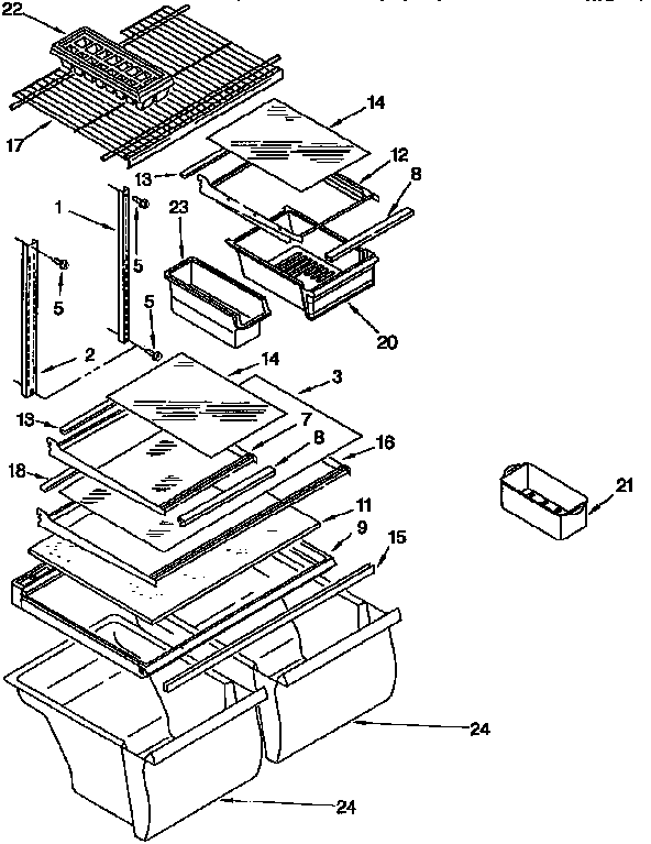 Whirlpool ET20TKXDN01 shelf diagram