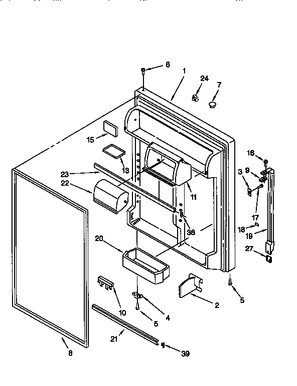 Whirlpool ET21DMXDN01 refrigerator door diagram