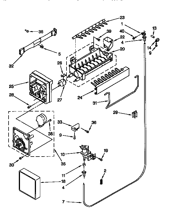 Whirlpool ET21DMXDN01 icemaker diagram