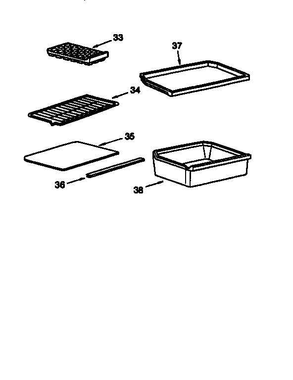 Kenmore 5649936080 shelves and accessories diagram