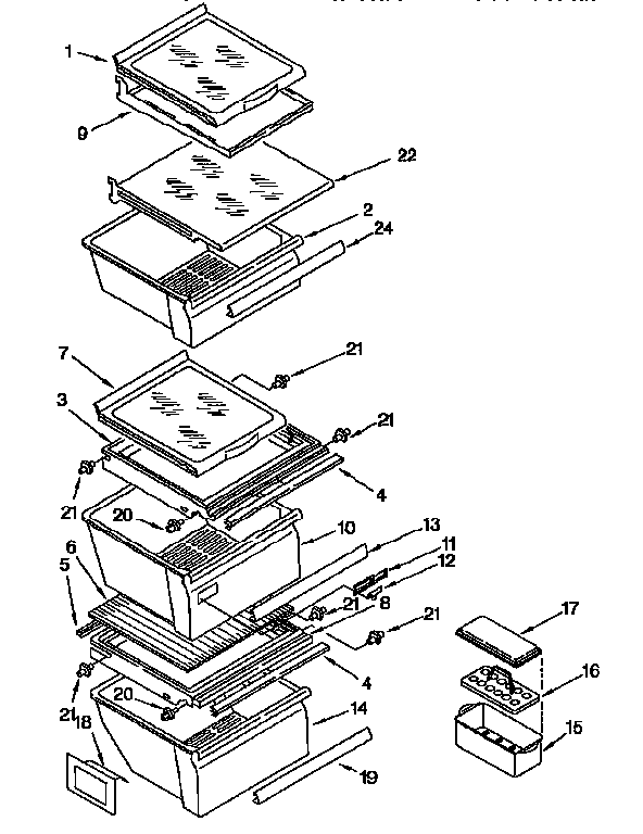 Kenmore 1069557981 refrigerator shelf diagram