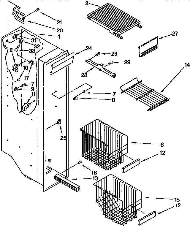 Kenmore 1069557981 freezer liner diagram