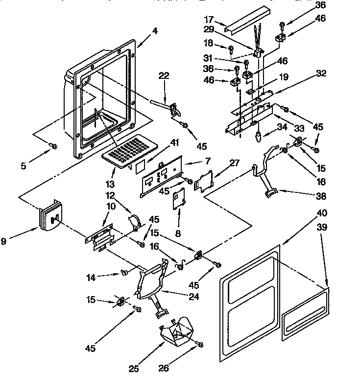 Kenmore 1069557981 dispenser front diagram