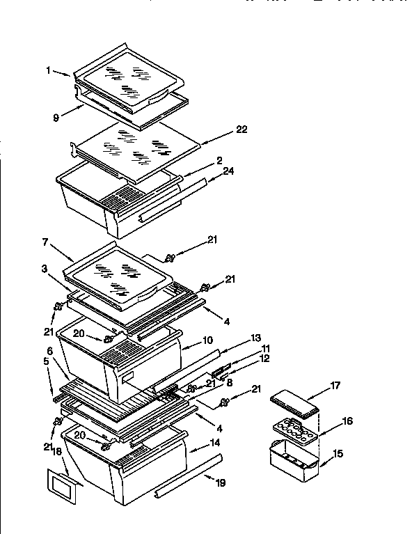 Kenmore 1069555911 refrigerator shelf diagram