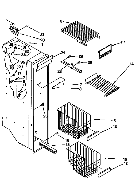 Kenmore 1069555911 freezer liner diagram