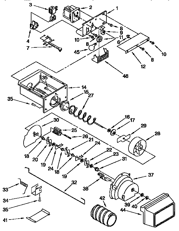 Kenmore 1069555911 motor & ice container diagram