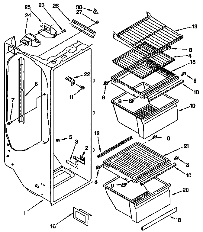 Kenmore 1069459080 refrigerator liner diagram