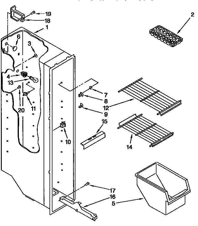 Kenmore 1069459080 freezer liner diagram