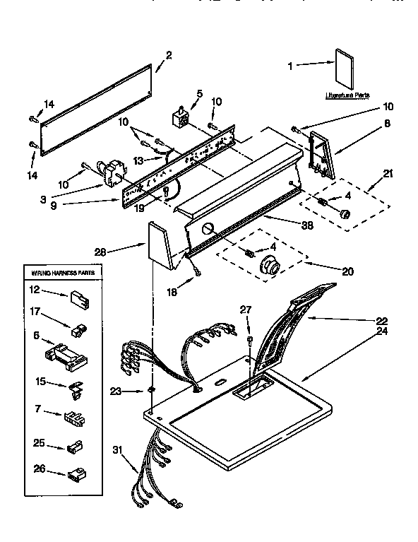 Kenmore 11097560200 top & console diagram