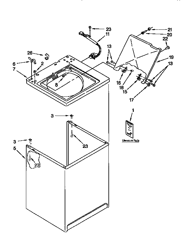 Kenmore 11091522200 top & cabinet diagram