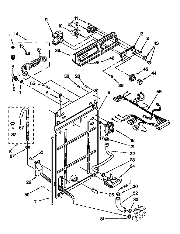 Kenmore 11091522200 control & rear panel diagram