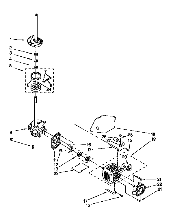 Kenmore 11091522200 brake,clutch,gearcase,motor&pump diagram