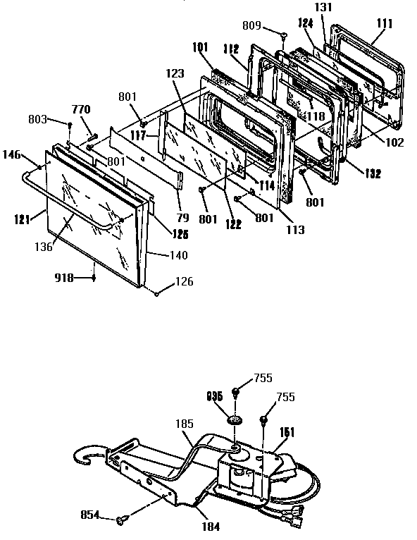GE JKP44GP4BG door and lock diagram