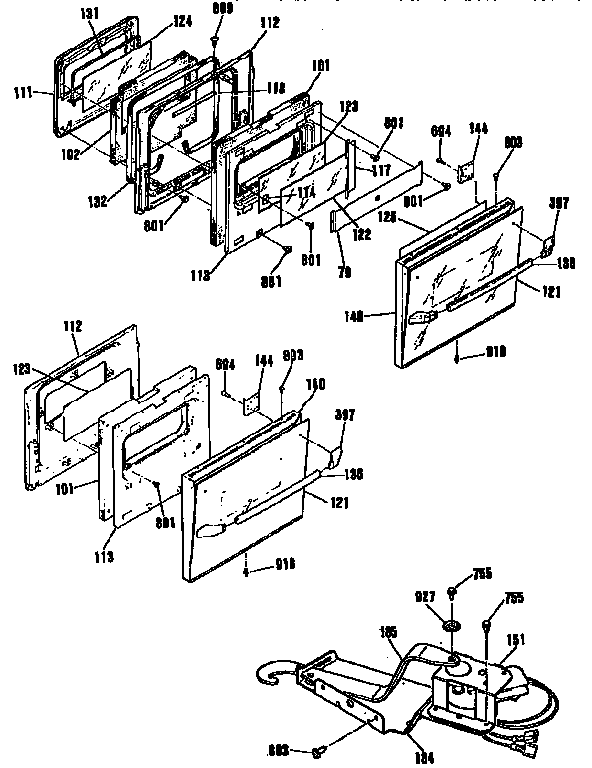 GE JRP24GT1BB doors and lock diagram