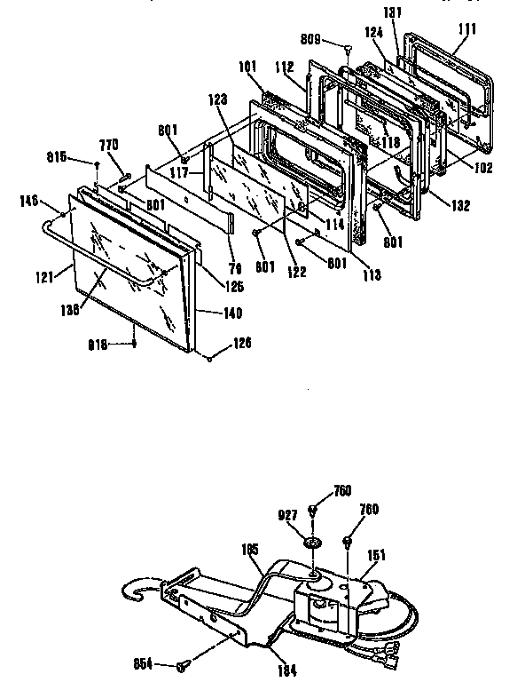GE JKP44GP2BG door and lock diagram