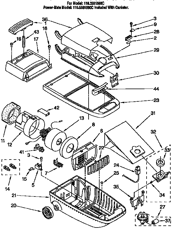 Kenmore 1163281590C vacuum cleaner parts diagram