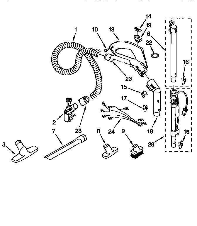 Kenmore 1163281590C hose and attachment diagram