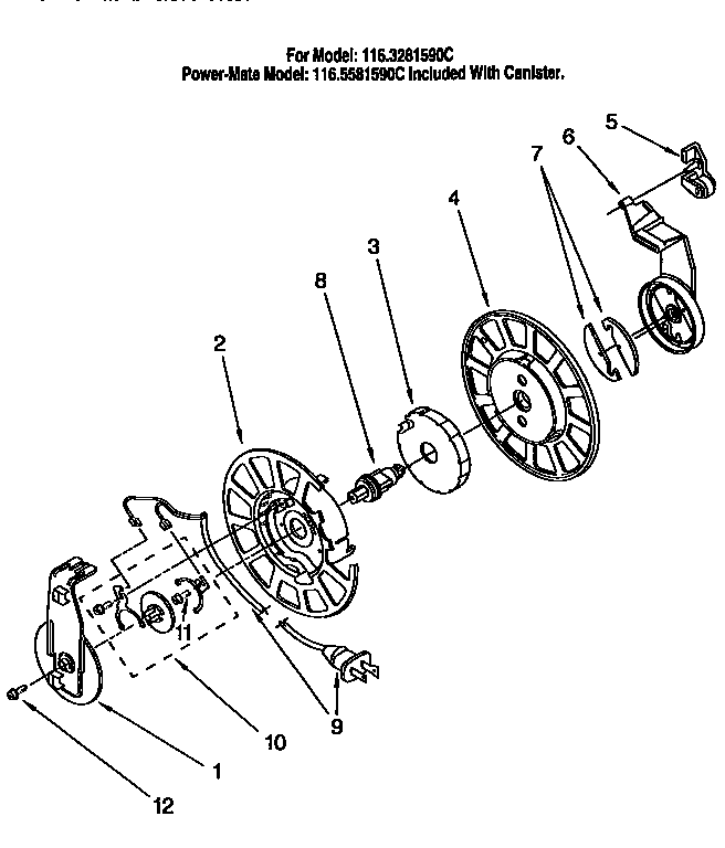 Kenmore 1163281590C power cord reel diagram