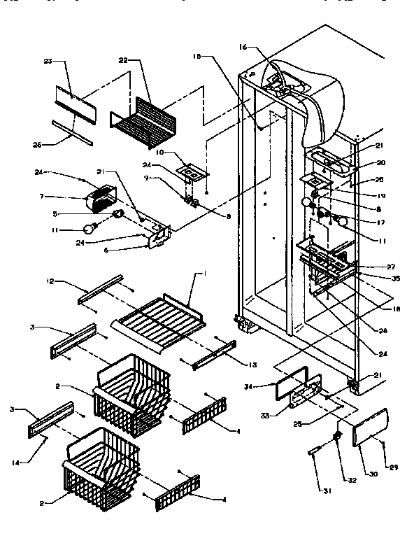 Kenmore 59695508800 freezer shelf & lighting diagram