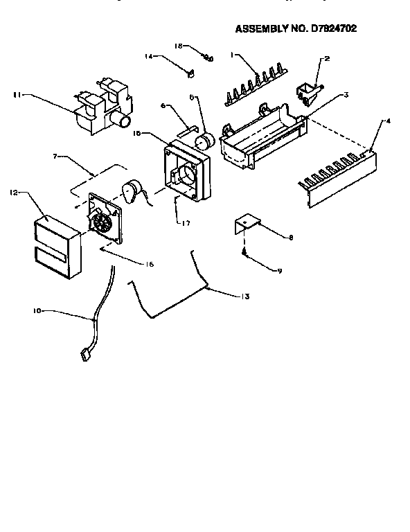 Kenmore 59695508800 8 cube compact ice maker parts list diagram
