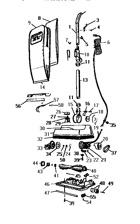 Kenmore 900XL8300 nozzle and motor assembly diagram