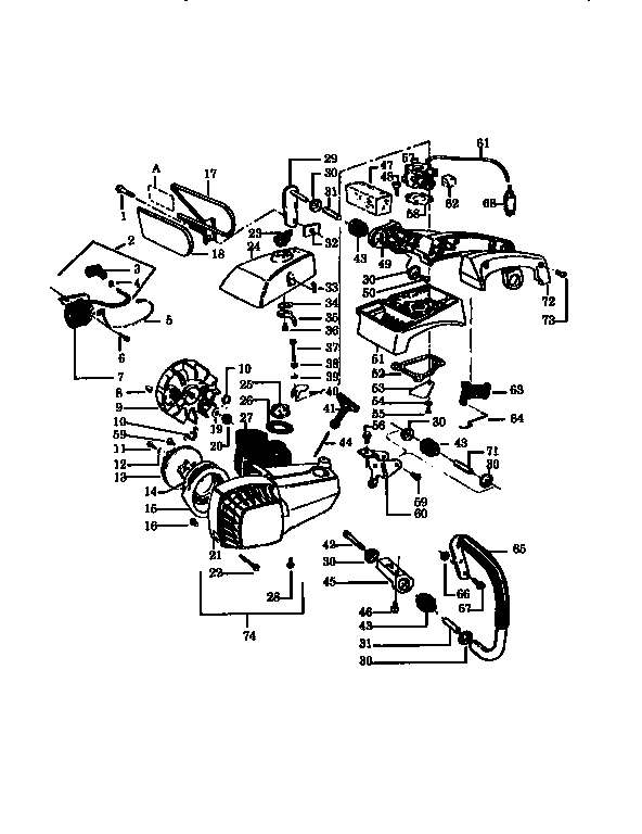 Poulan 2300AV early model 2300 cva (only) diagram