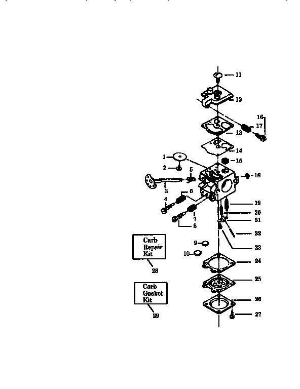 Poulan 2300AV carburetor assembly diagram