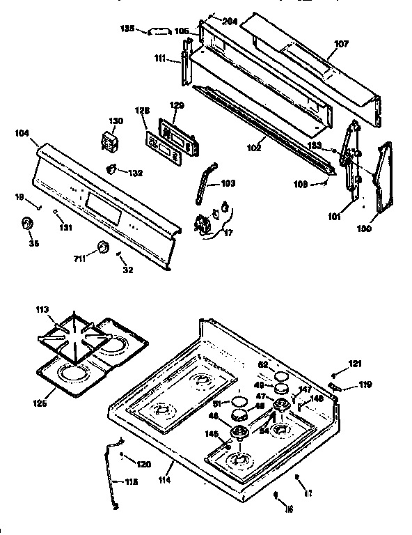 Kenmore 3627555990 main top section diagram