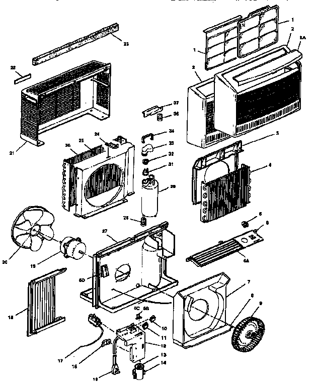 Fedders 1N052A replacement parts diagram