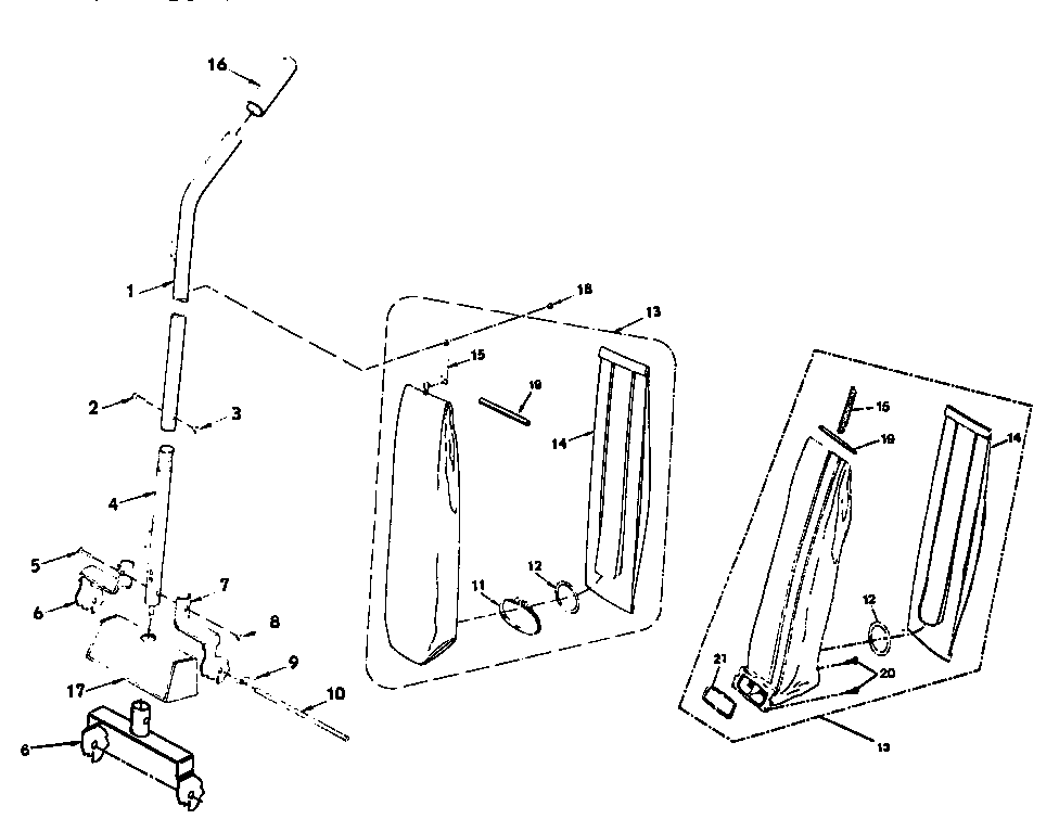 Bissell SST-300B handle and bag housing diagram