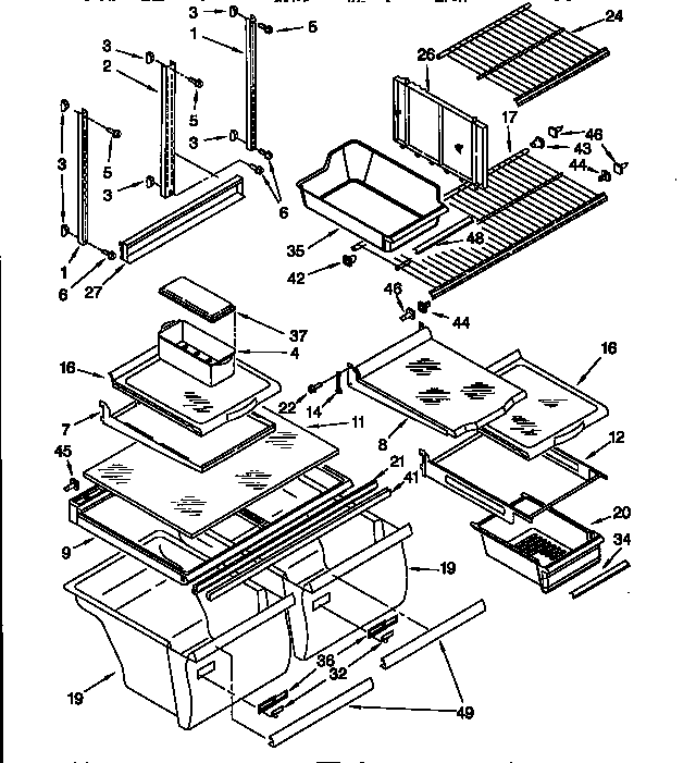 Whirlpool ED25DMXDN00 shelf parts diagram