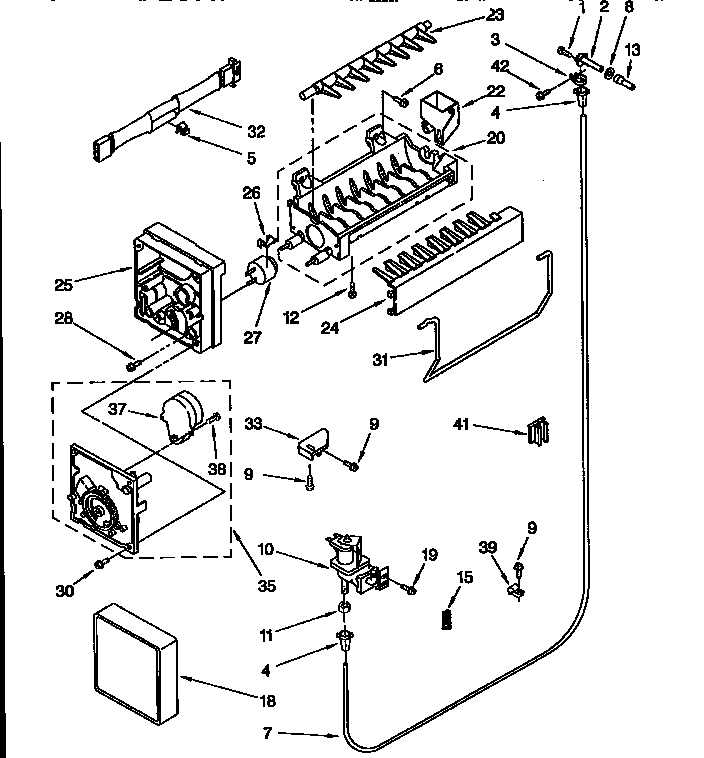 Whirlpool ED25DMXDN00 icemaker parts diagram