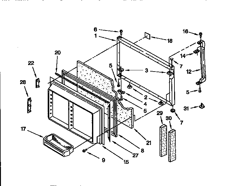Whirlpool ED25DMXDN00 freezer door parts diagram