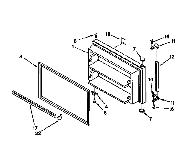 Kenmore 1069750320 freezer door assembly diagram