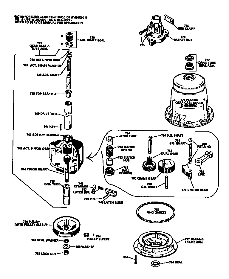 GE WWA8600SCLAA transmission diagram