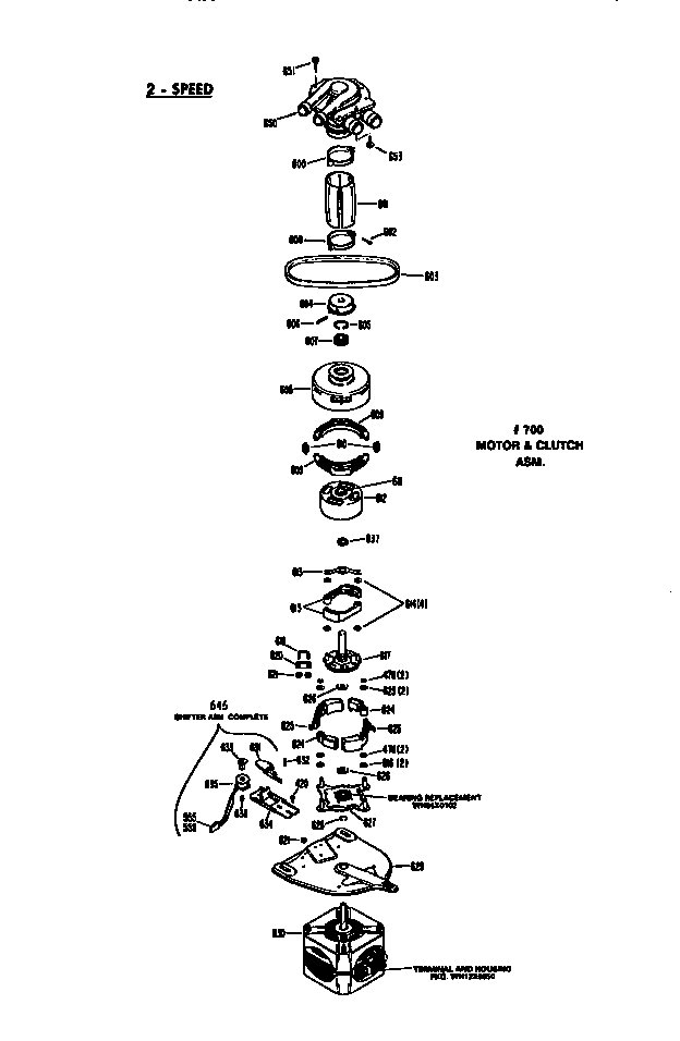 GE WWA8600SCLAA motor and clutch asm. diagram