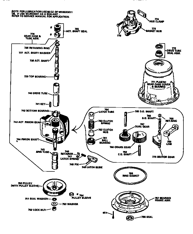 GE WWA6800SALAD transmission diagram