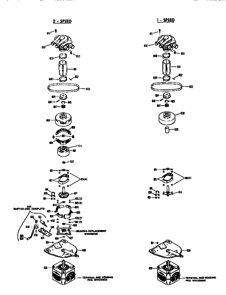 GE WWA6800SALAD pump and motor assembly diagram
