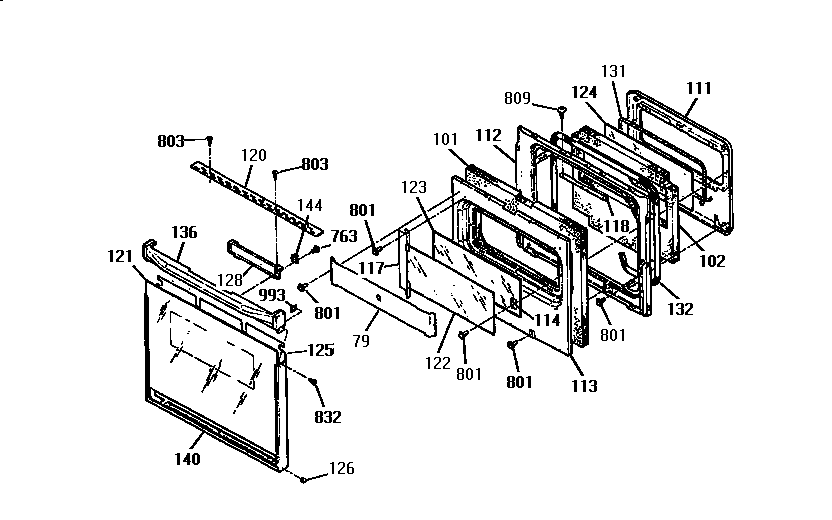 Kenmore 3634803993 door section diagram