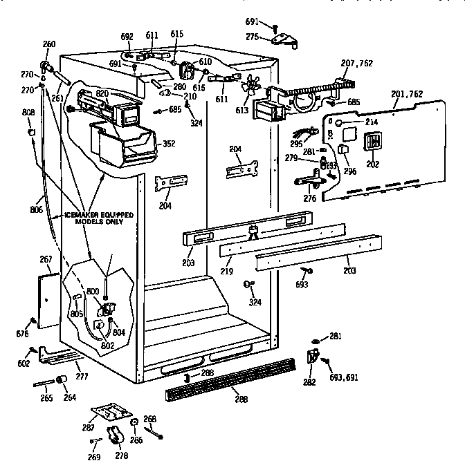 GE TBX18ZIERAA cabinet asm diagram