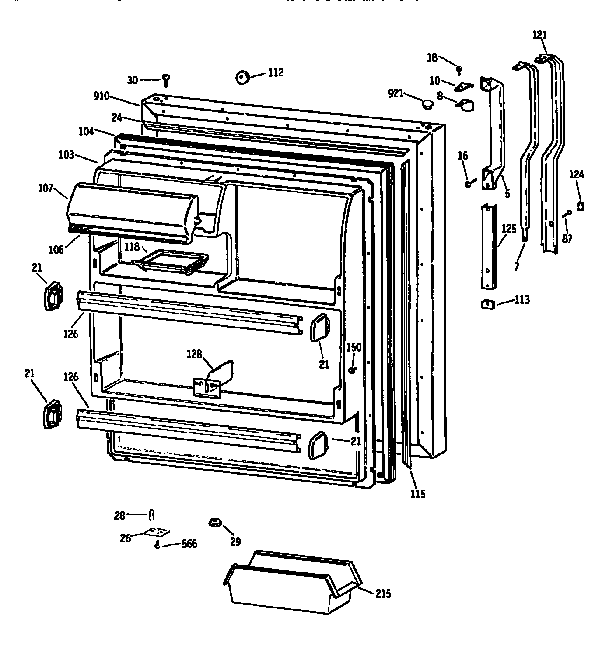 GE TBX18DIXCRAA fresh food door diagram
