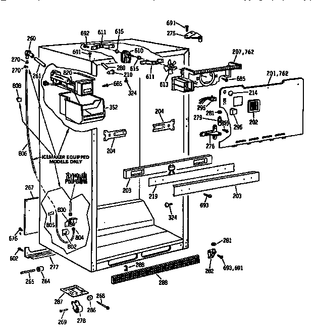 GE TBX18DIXCRAA cabinet asm diagram