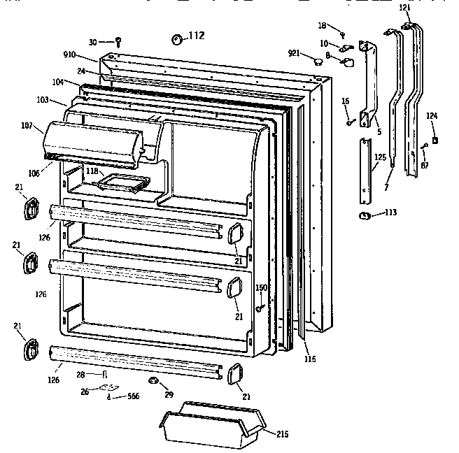 GE TBX21NIXDRAA fresh food door diagram